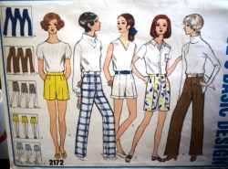 2172 68 PROPORTION PANTS,SHORTS LENGTHS CUFF OR NOT PATTERN 24''W
